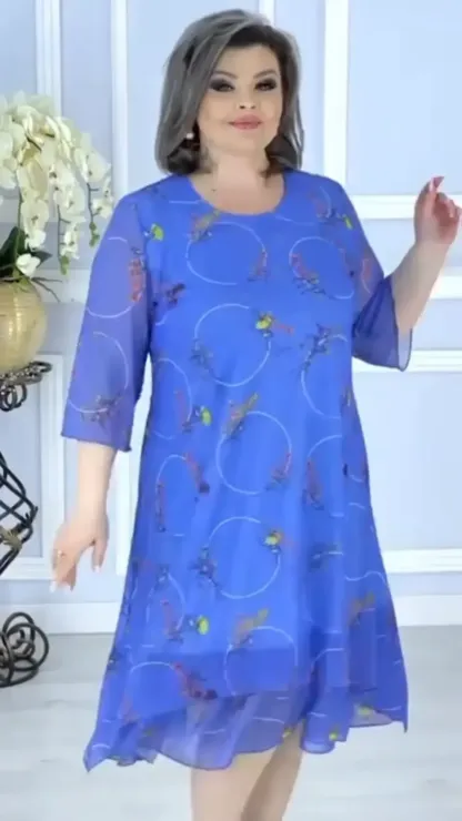 【🔥Compra 1 prima 1 gratis】【【S-5XL】💥Rochie din sifon imprimata noua