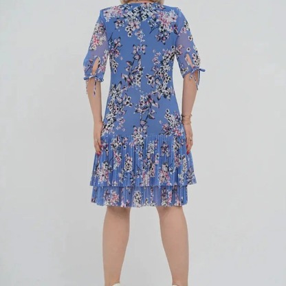 🌹Elegante abito lungo plissettato in chiffon con maniche corte