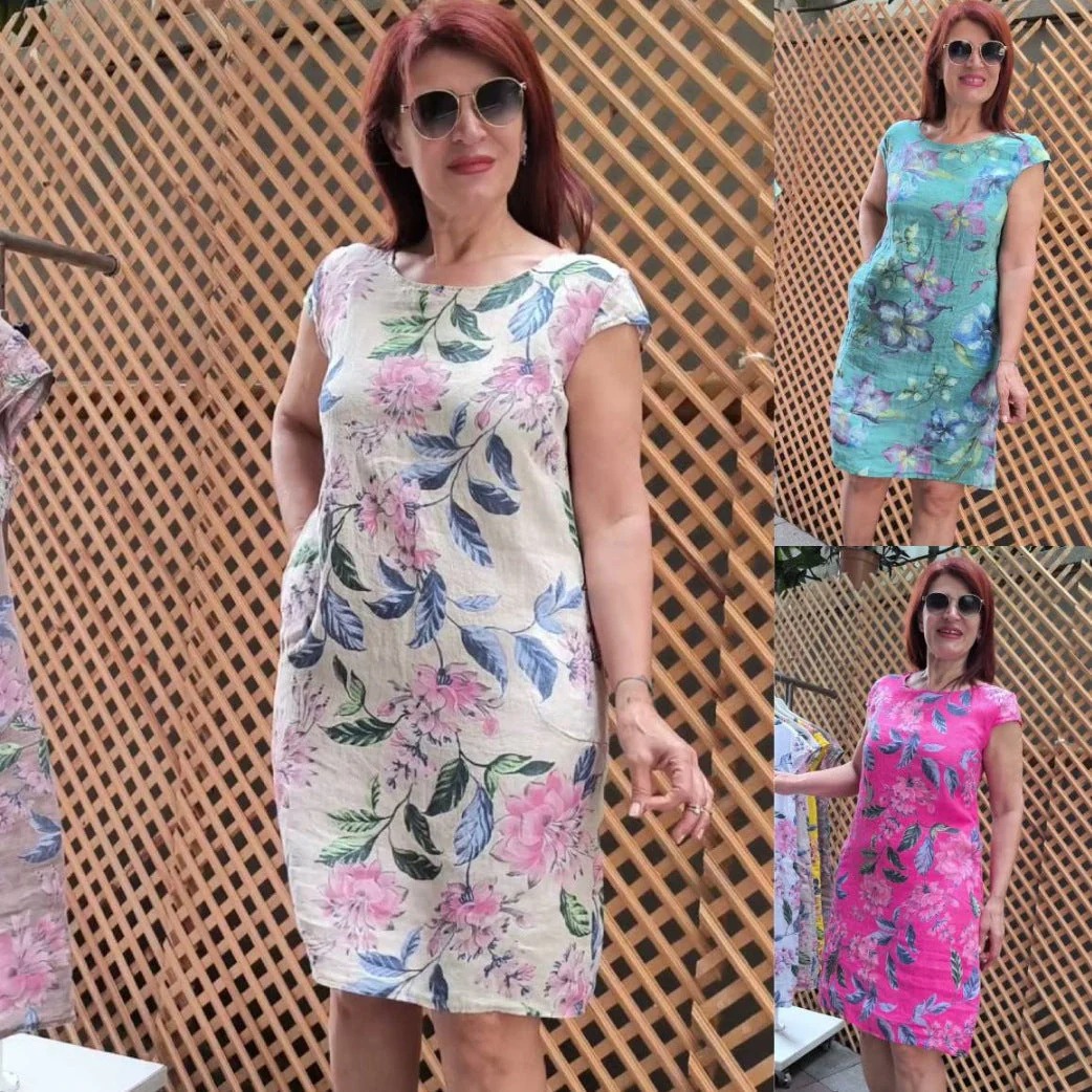 👗Abito girocollo con stampa botanica