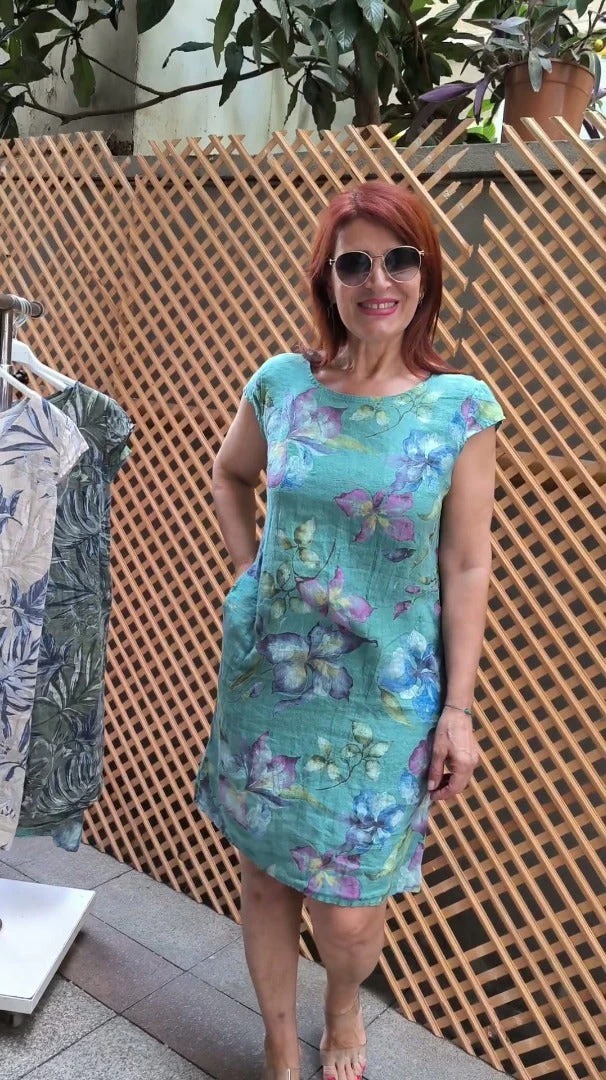 👗Abito girocollo con stampa botanica