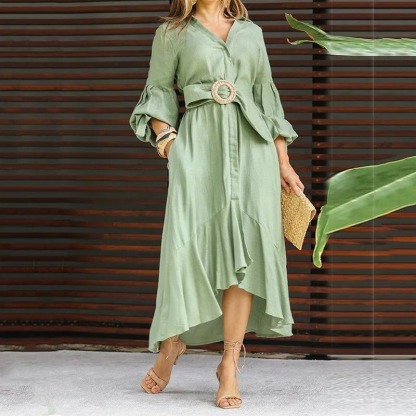 👗Abito da donna con scollo a V e orlo irregolare