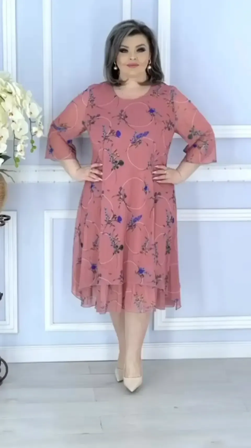【🔥Compra 1 prima 1 gratis】【【S-5XL】💥Rochie din sifon imprimata noua