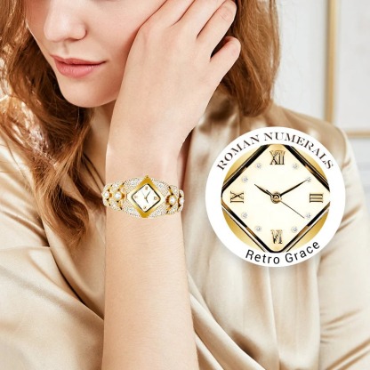 ⌚Orologio da donna retrò con meccanismo al quarzo e pietre brillanti 💎