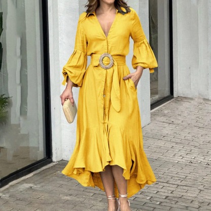👗Abito da donna con scollo a V e orlo irregolare