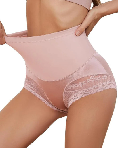 Mutandine modellanti senza cuciture a vita alta in pizzo sottile da donna