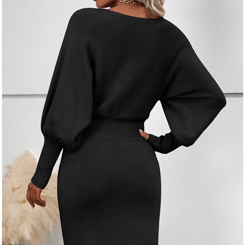 🔥Elegante abito in maglia, set da due pezzi