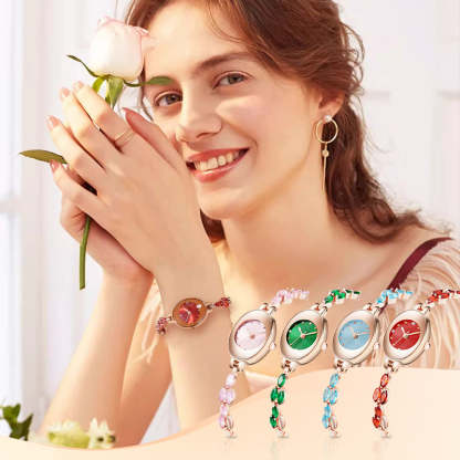 Prezenty dla kobiet w 2025 roku 💝🥰⌚ Damski zegarek z kolorową cyrkonią na bransolecie