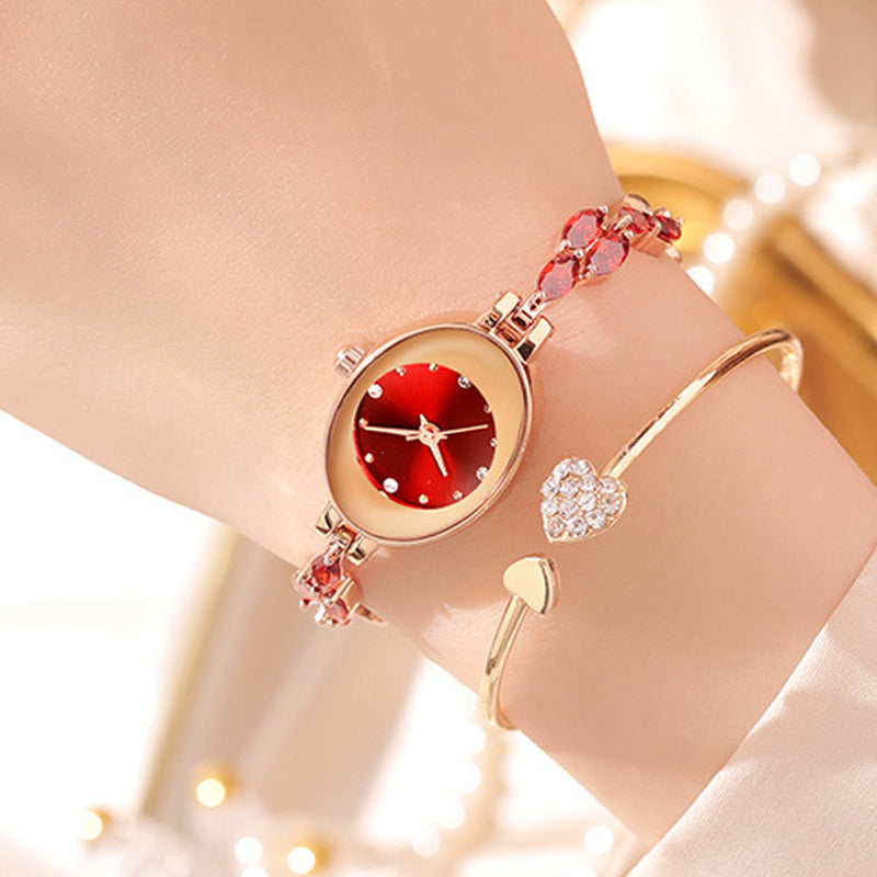 Prezenty dla kobiet w 2025 roku 💝🥰⌚ Damski zegarek z kolorową cyrkonią na bransolecie