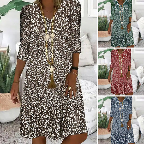 💝Abito da donna con scollo a V stampato alla moda
