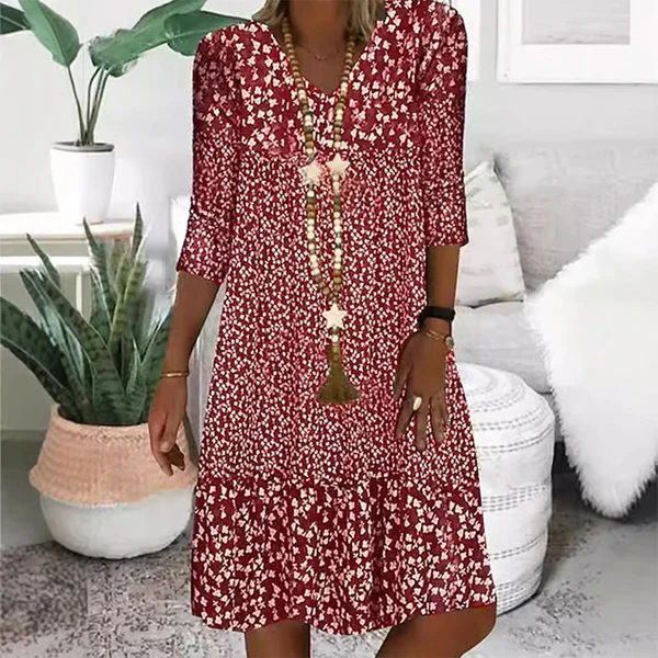 💝Abito da donna con scollo a V stampato alla moda