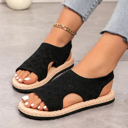 🔥☀️👡Sandali piatti da donna in maglia a rete con punta aperta