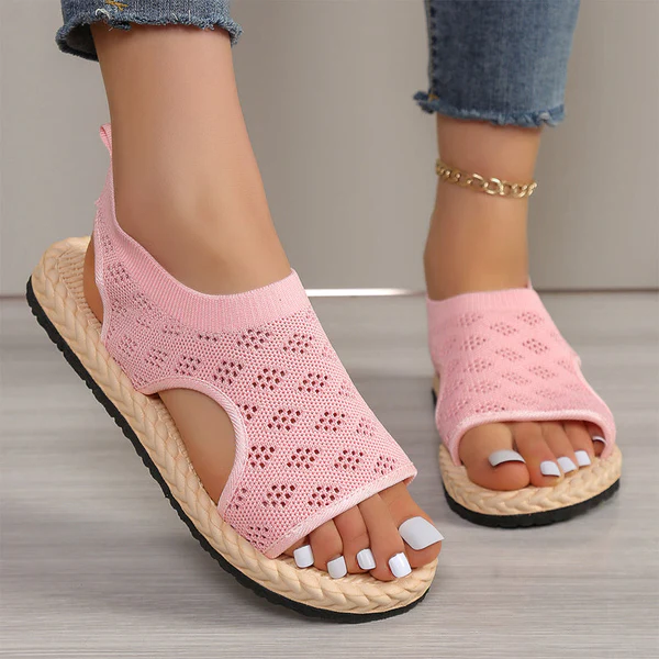 🔥☀️👡Sandali piatti da donna in maglia a rete con punta aperta