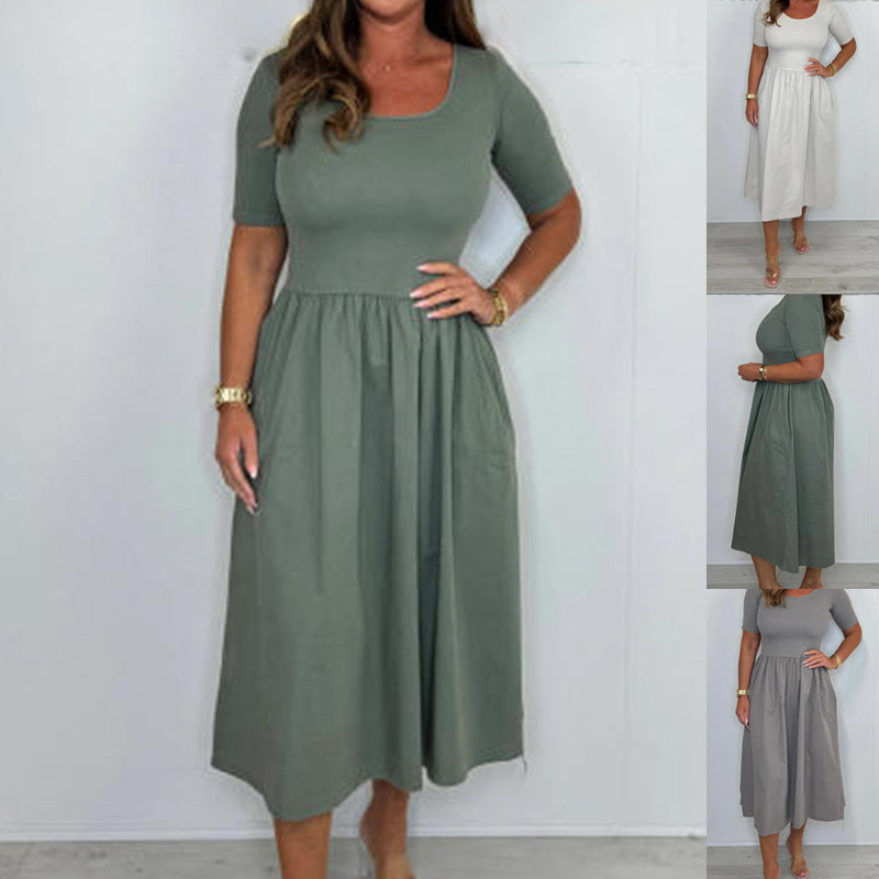 🔥👗Elegancka modna sukienka w jednolitym kolorze