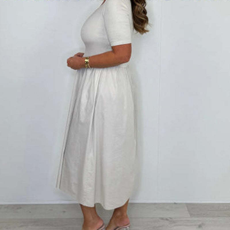 🔥👗Elegancka modna sukienka w jednolitym kolorze