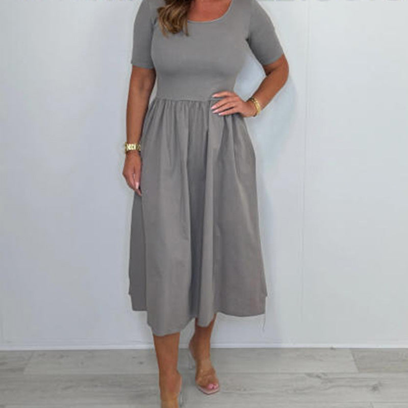 🔥👗Elegancka modna sukienka w jednolitym kolorze