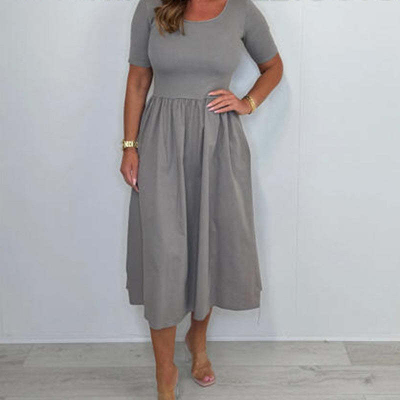 🔥👗Elegancka modna sukienka w jednolitym kolorze