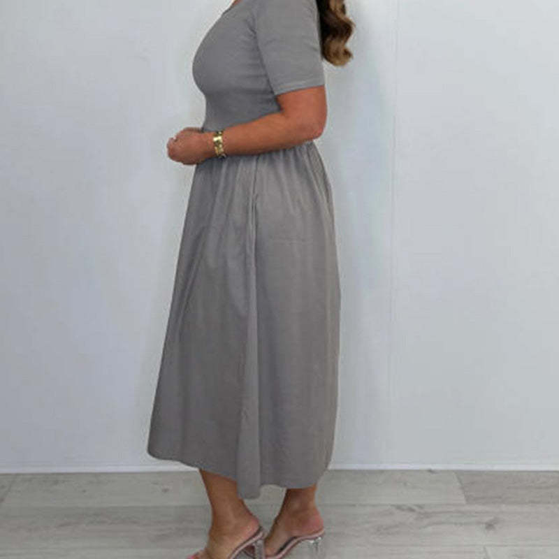 🔥👗Elegancka modna sukienka w jednolitym kolorze