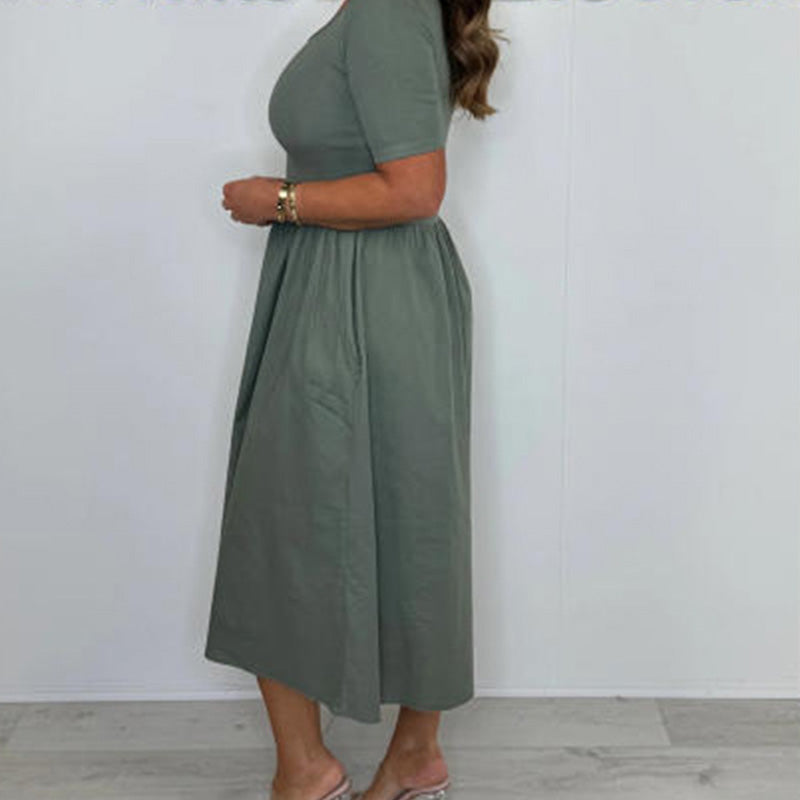 🔥👗Elegancka modna sukienka w jednolitym kolorze