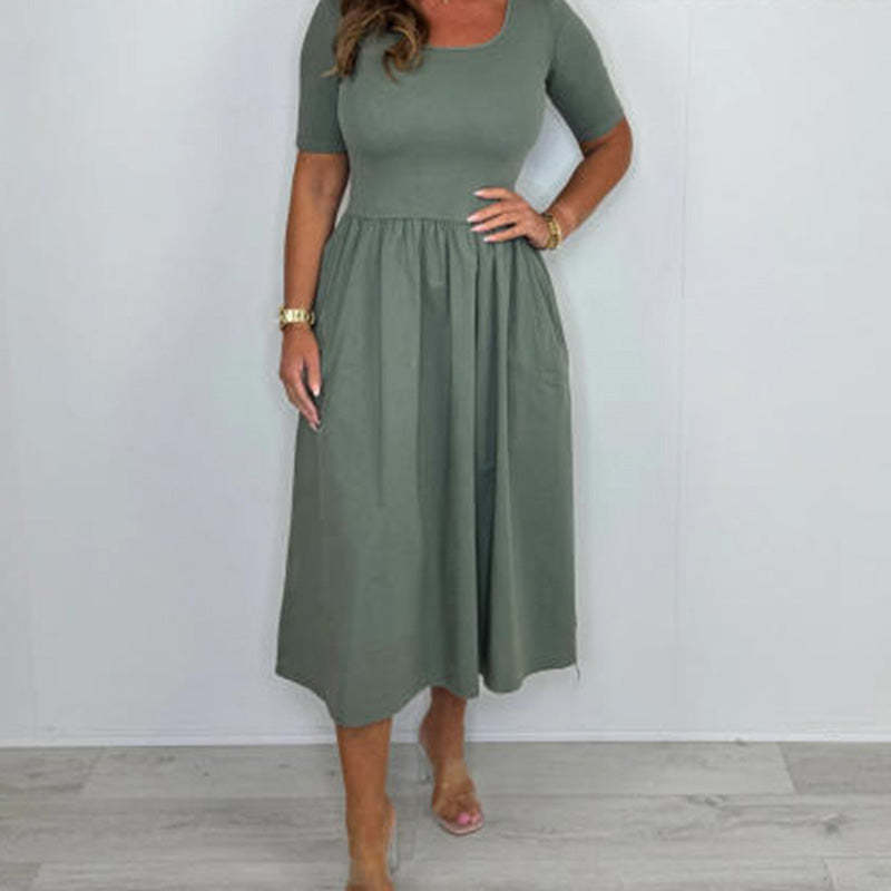 🔥👗Elegancka modna sukienka w jednolitym kolorze