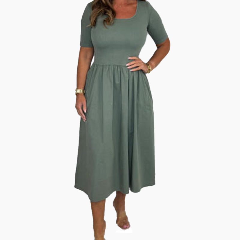 🔥👗Elegancka modna sukienka w jednolitym kolorze