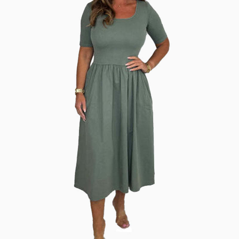 🔥👗Elegancka modna sukienka w jednolitym kolorze