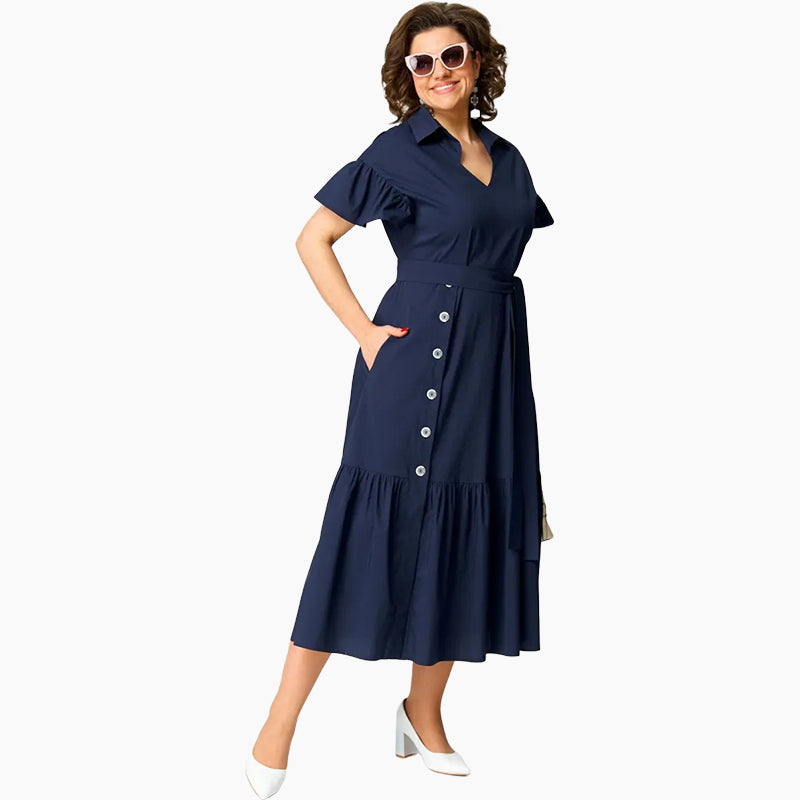Eleganckie modne sukienki damskie z krótkim rękawem w paski