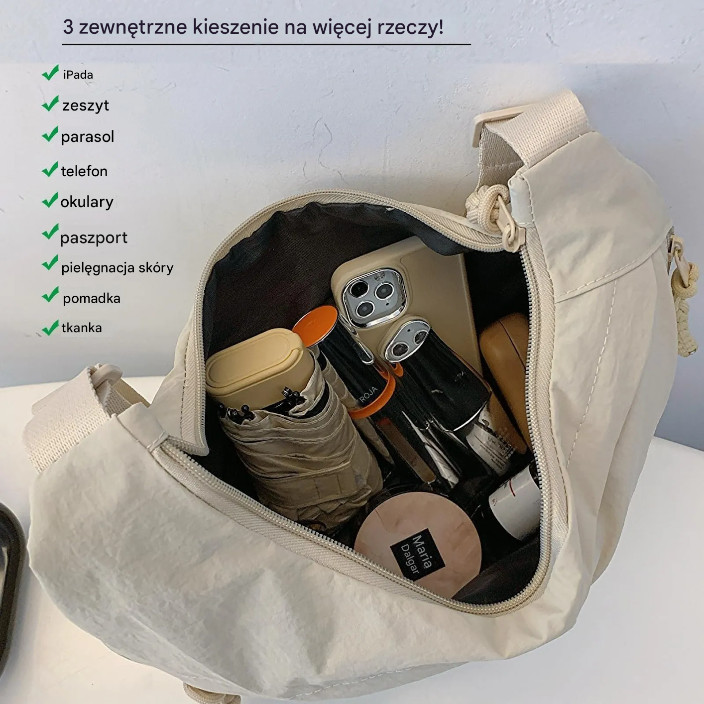 👜Ostatni dzień - 49% zniżki🔥Modna jednokolorowa torba na ramię z nylonu