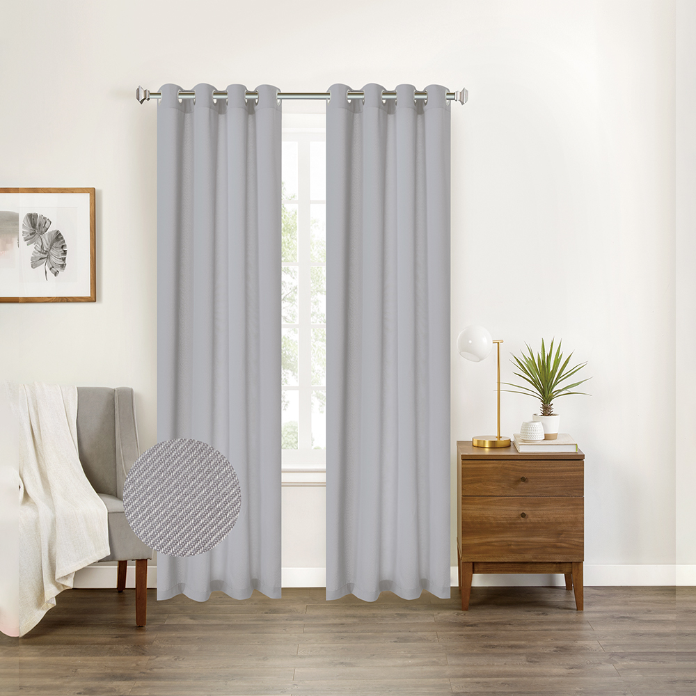 Twill Curtain Livingroom Blue Gray