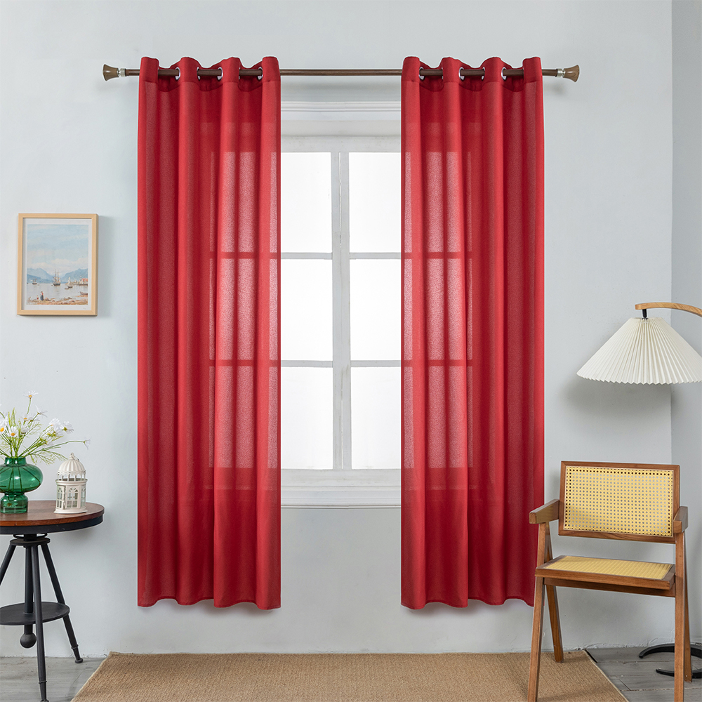 Fine Cotton and Linen Curtains Livingroom Red Gray
