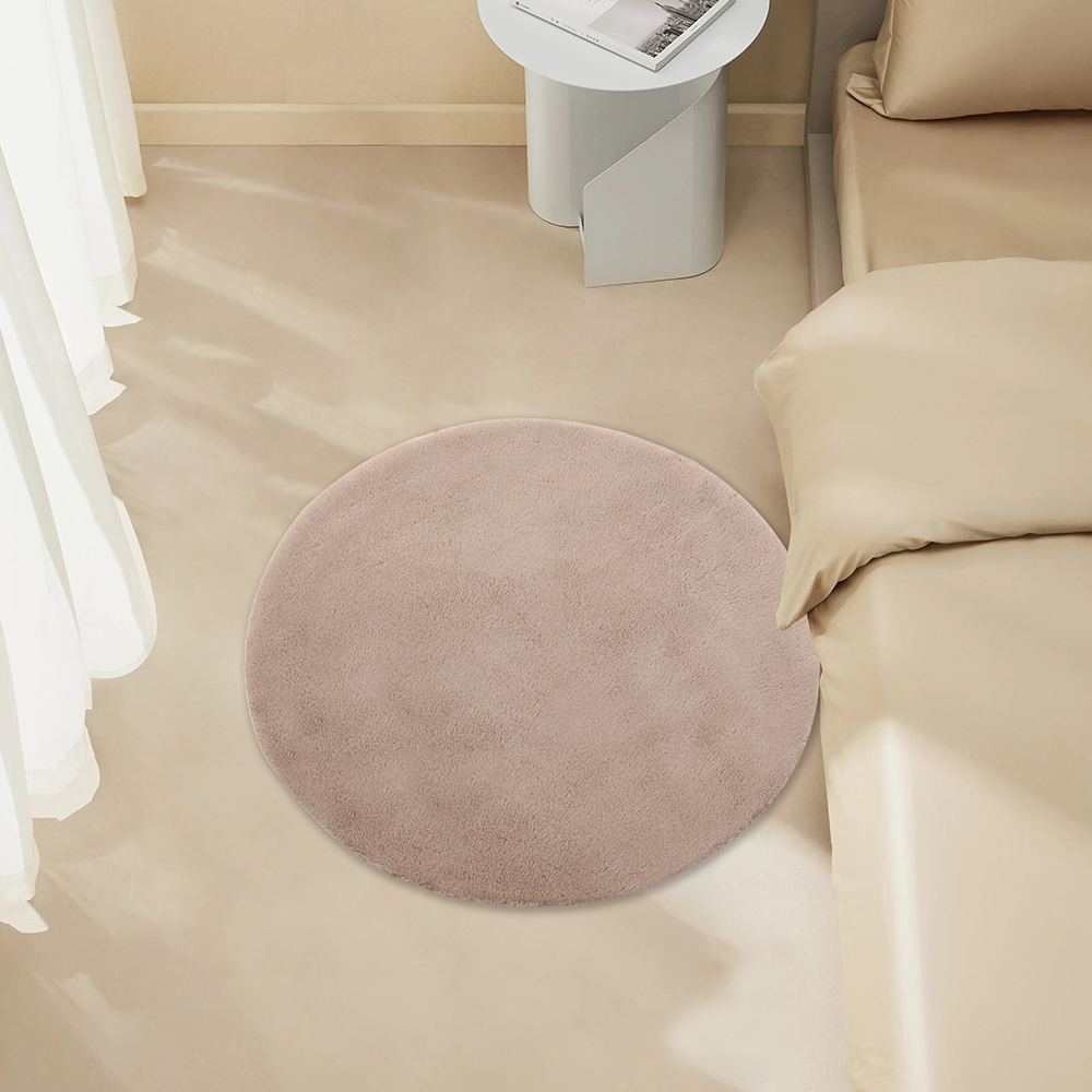 Round Rug for Bedroom Living Room Brown Gray