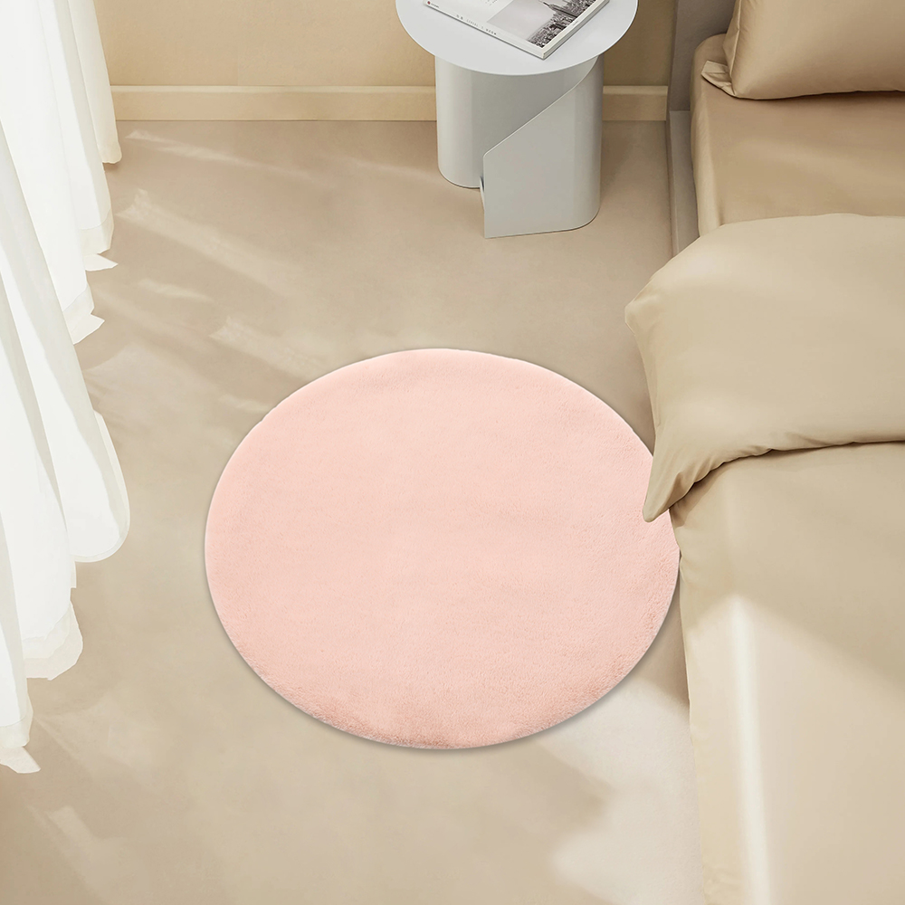 Round Rug for Bedroom Living Room Pink