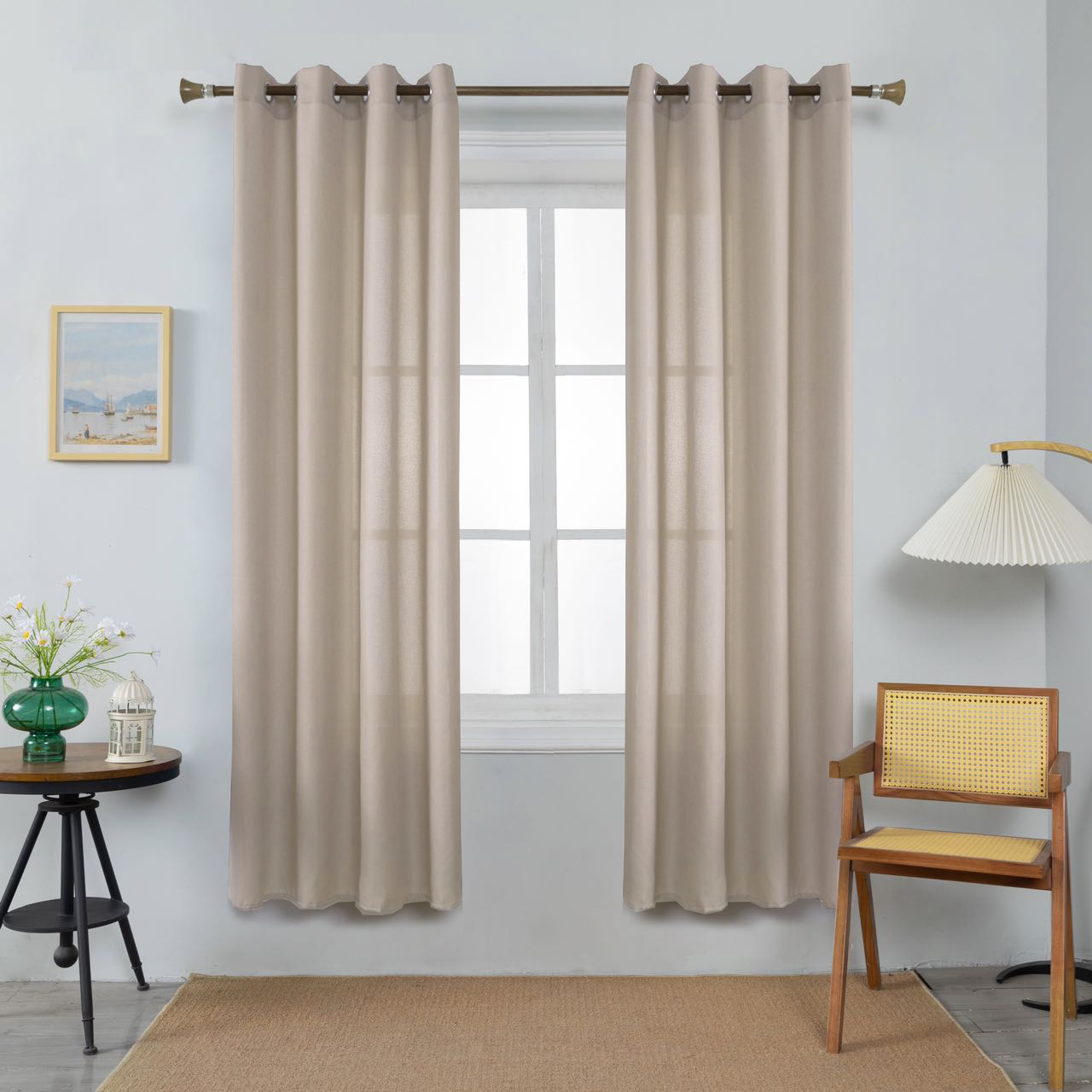 Thick Linen Curtains Khaki