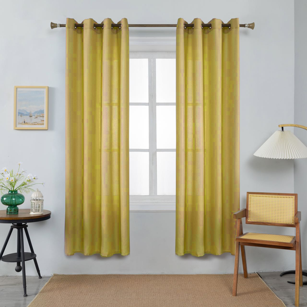 Thick Linen Curtains Yellow