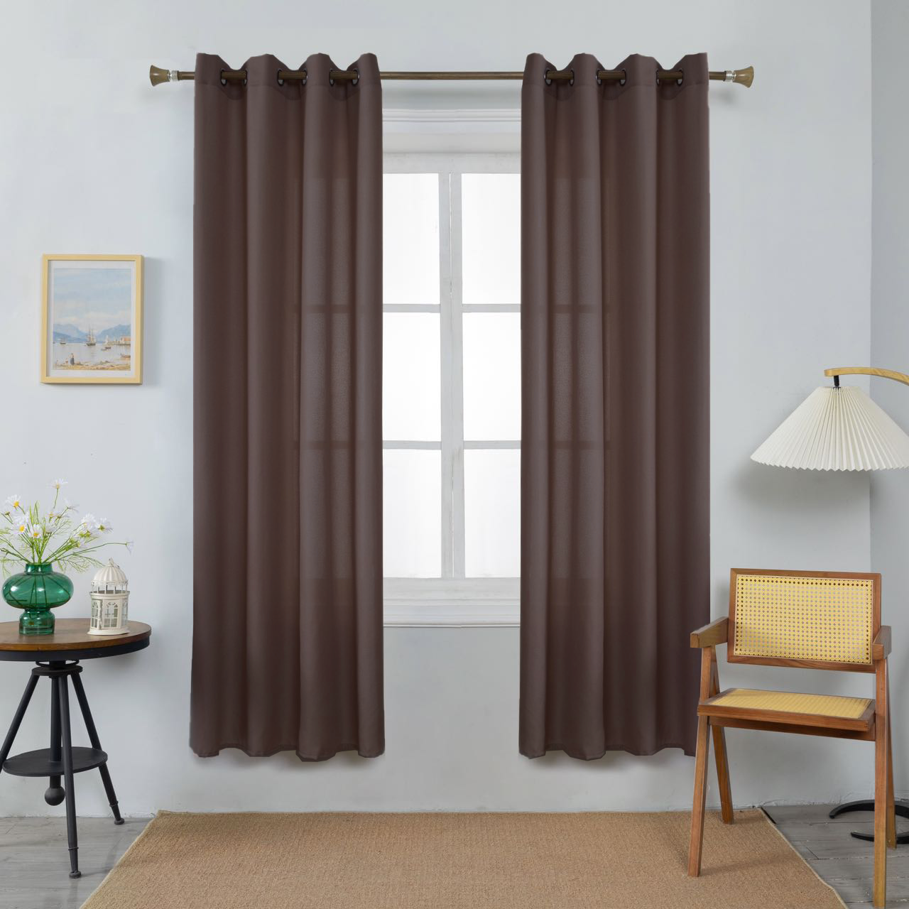 Thick Linen Curtains Sepia