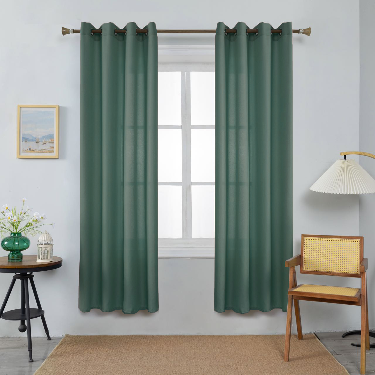 Thick Linen Curtains Olive Grove