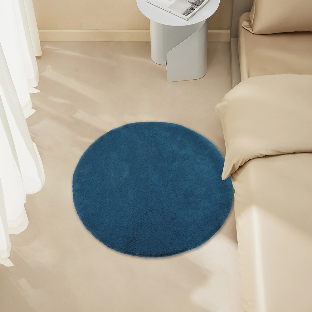 Round Rug for Bedroom Living Room Blue