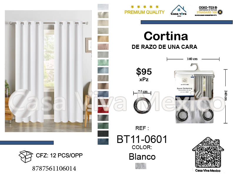 Single-side Curtain Mint White 140*240 cm