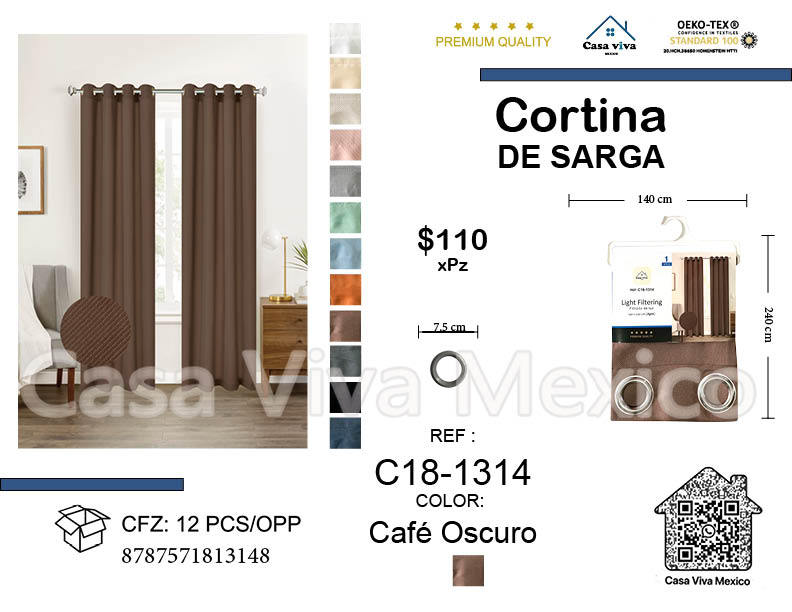 Twill Curtain Livingroom Dark Brown 140*240 cm