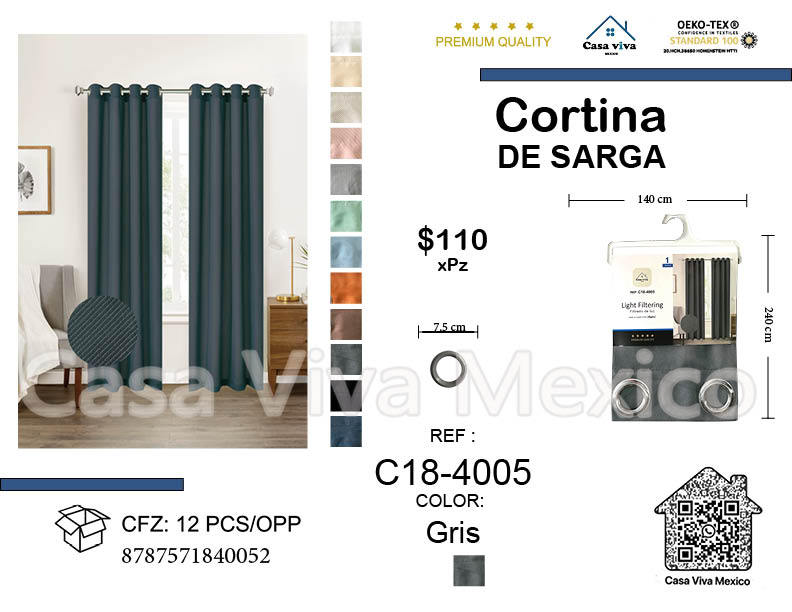 Twill Curtain Livingroom Gray 140*240 cm