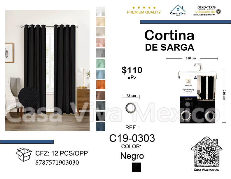 Twill Curtain Livingroom Black 140*240 cm