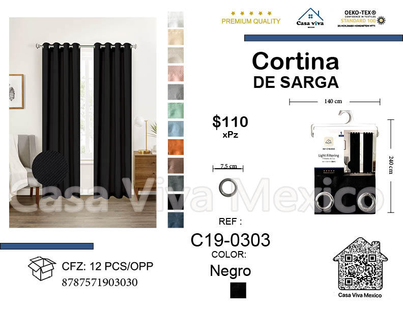 Twill Curtain Livingroom Black 140*240 cm