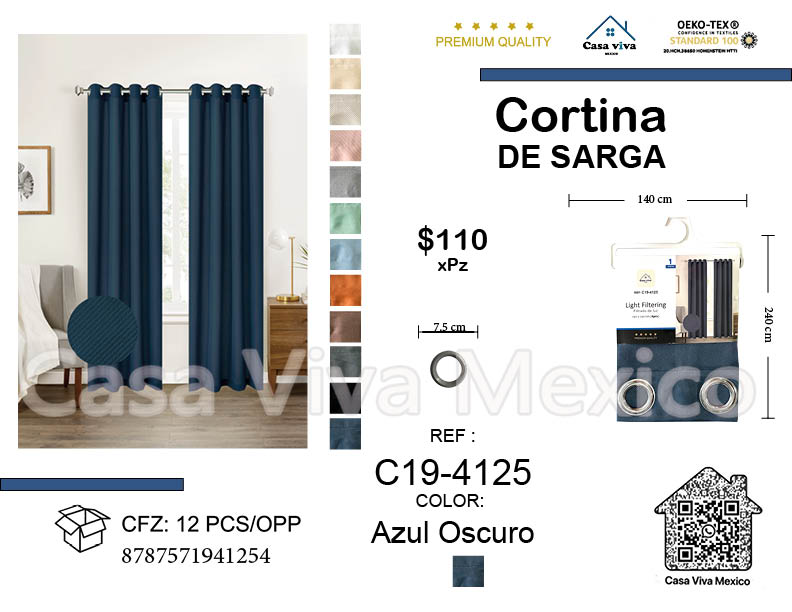 Twill Curtain Livingroom Dark Blue 140*240 cm