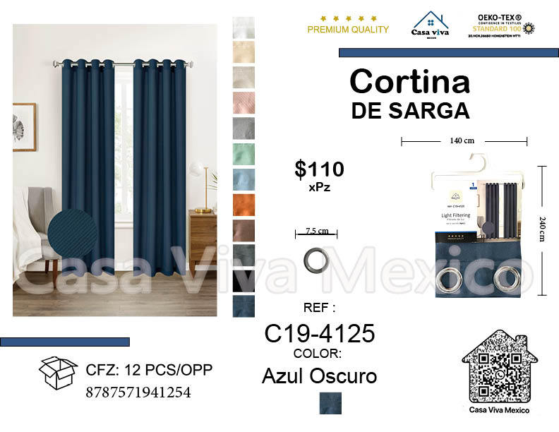 Twill Curtain Livingroom Dark Blue 140*240 cm