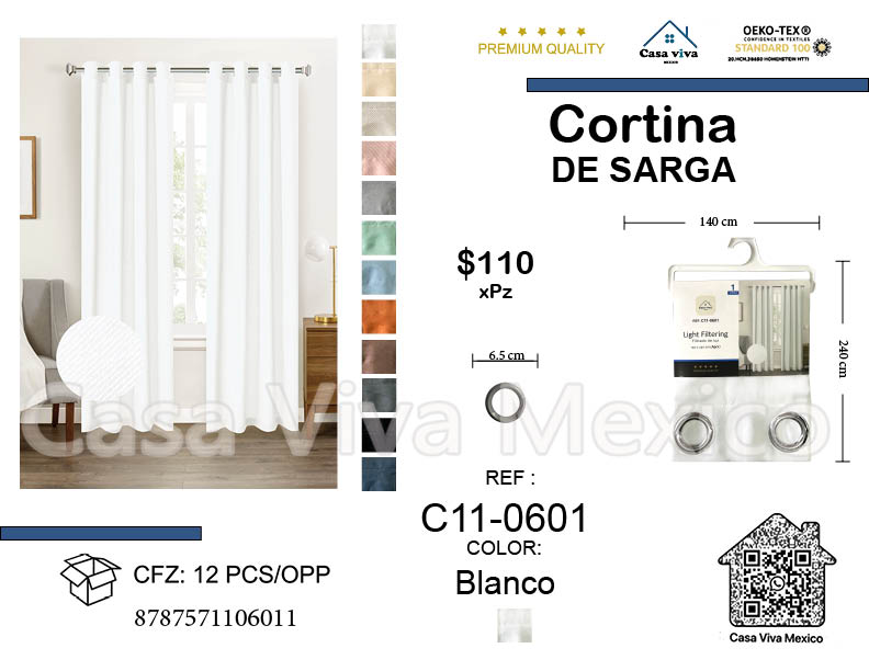 Twill Curtain Livingroom White 140*240 cm