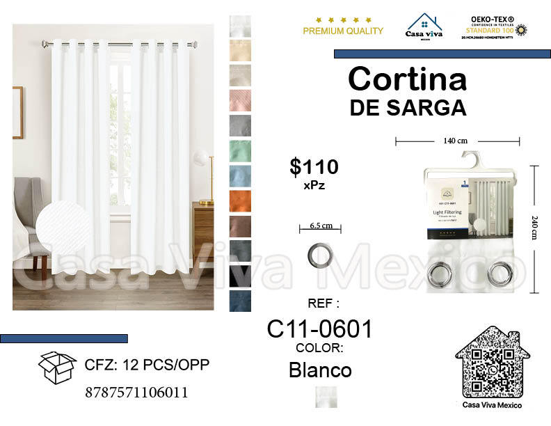 Twill Curtain Livingroom White 140*240 cm