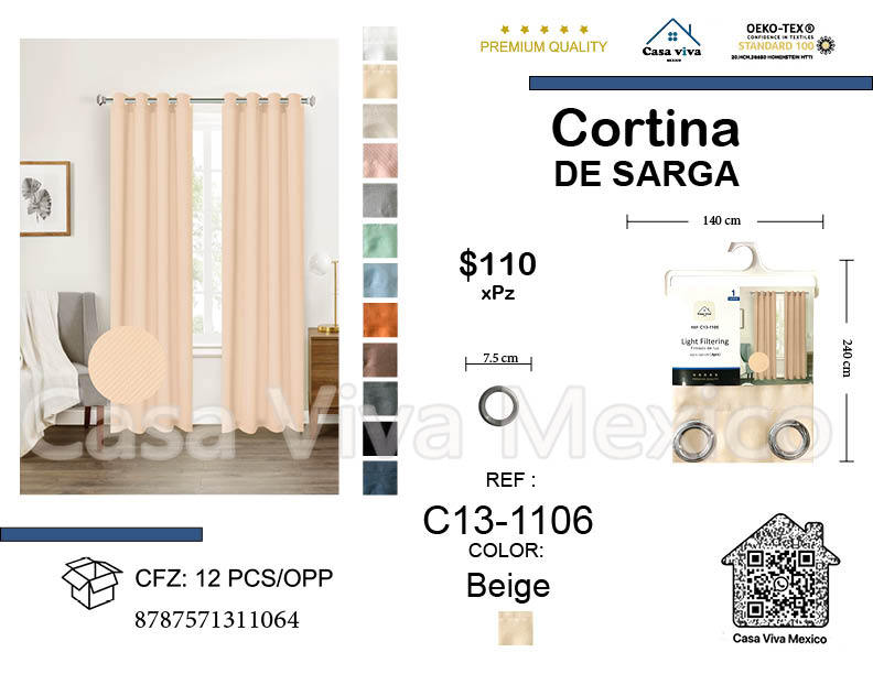 Twill Curtain Livingroom White 140*240 cm