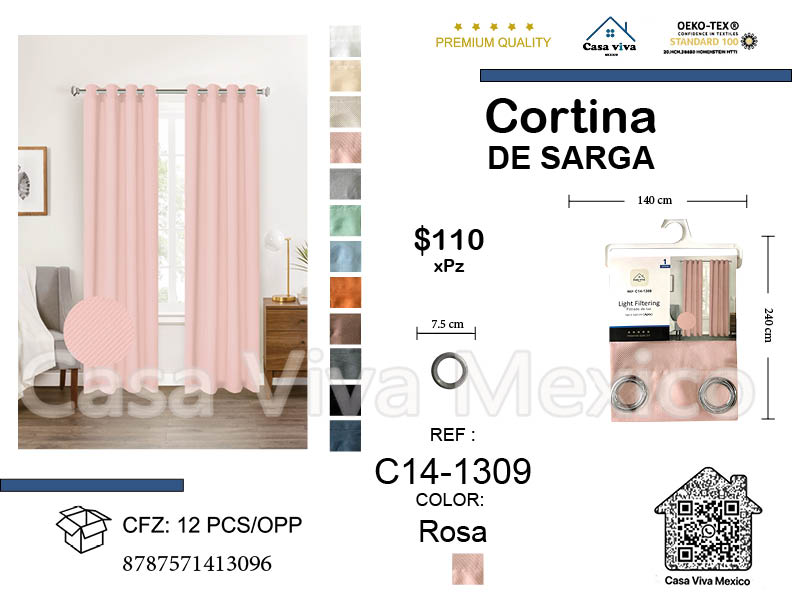 Twill Curtain Livingroom Pink 140*240 cm