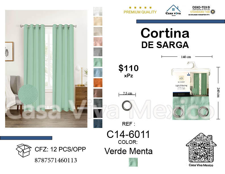 Twill Curtain Livingroom Mint Green 140*240 cm