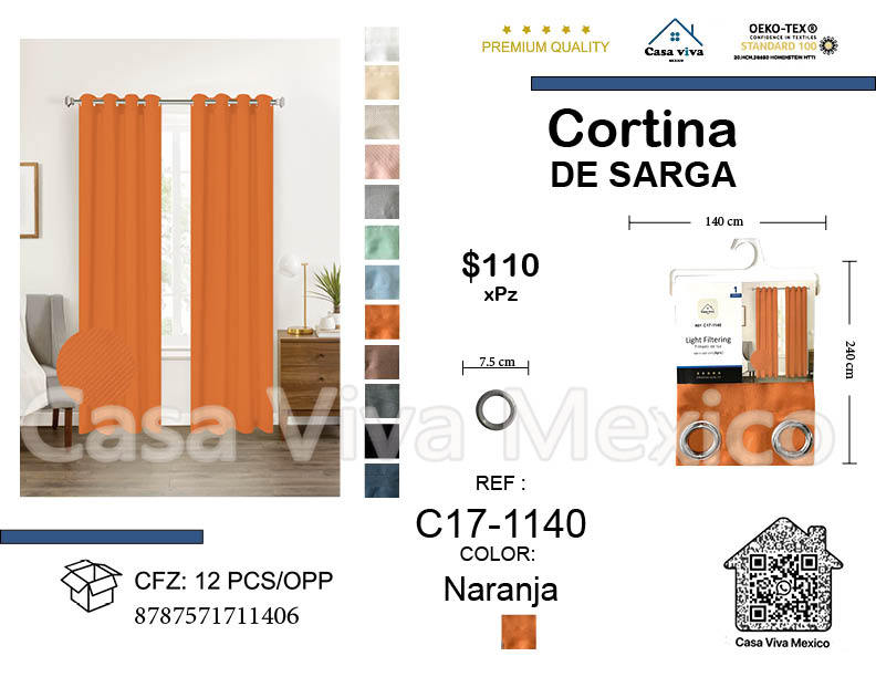 Twill Curtain Livingroom Orange 140*240 cm