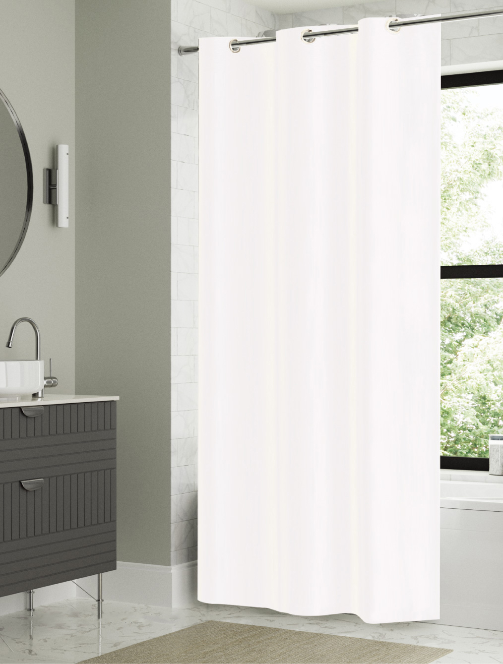 Brushed Fabric Shower Curtain White